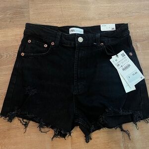 NWT Zara Black Denim Jean Shorts 36